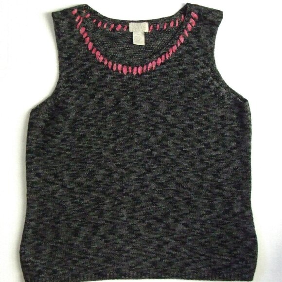 Sigrid Olsen Sport sweater vest tank top sleeveless grey and black shirt medium - Picture 1 of 9